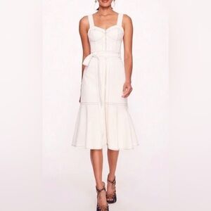 NWT Marchesa Rosa Embelia Bustier Corset-Style Midi Dress Fit and Flare Size 8